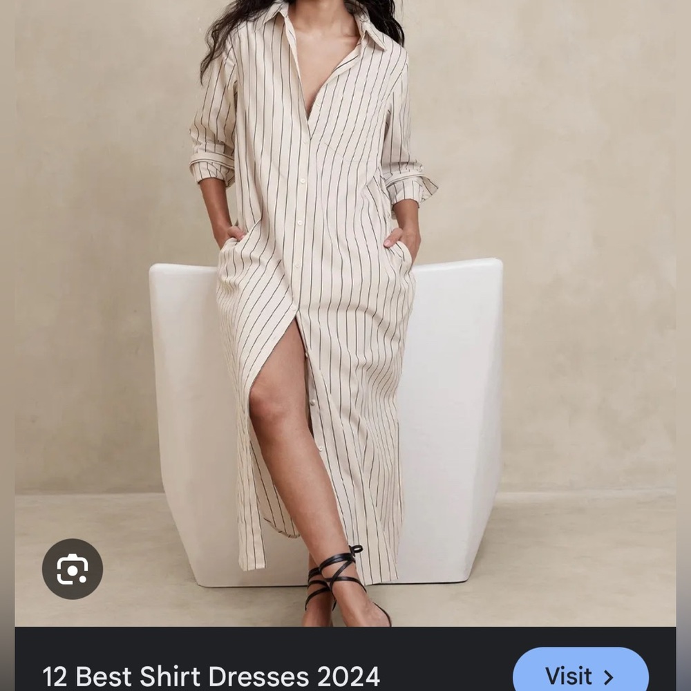 Banana Republic Beige and Black Striped Shirt